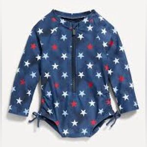 Old Navy Long-Sleeve Baby Side-Tie One-Piece Rashguard Swimsuit 6-12 Months NWT